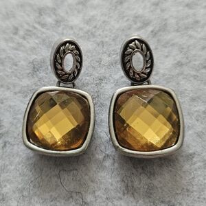 Vintage‎ Amber Rhinestone Statement Costume Jewelry Earrings